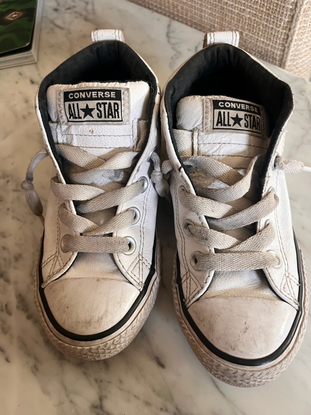 Converse Kids White Low-Top Sneakers with Black Trim